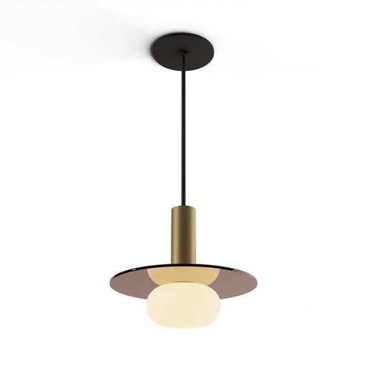 Combi Pendant 6 Brass Matte Black Canopy 9 Glass Plate Tea Brown Attachment Glass Ball Attachment Suspension Flush Mount 2 In 1 Cmp S1 S 06 Brs Gtea9 Glb by Koncept Inc