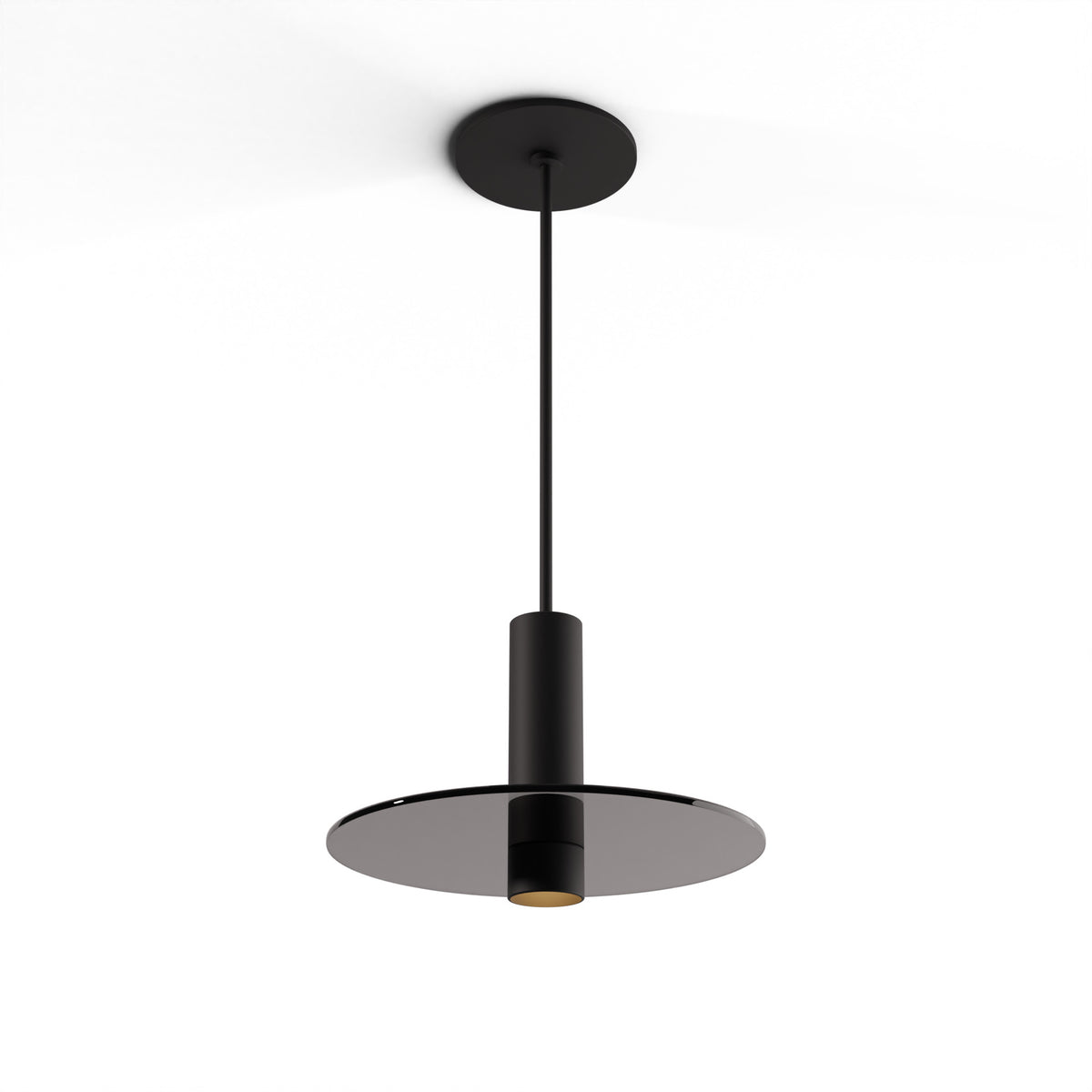 Koncept Combi Single LED Pendant, Matte Black, 6" Body, 9" Glass Plate – Dark Grey (CMP-S1-S-06-MTB+GDGY9)