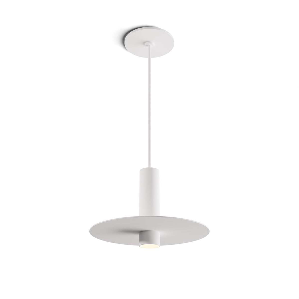 Koncept Combi Single LED Pendant, Matte White, 6" Body, 9" Metal Plate – Paintable White (CMP-S1-S-06-MWT+MPTB9)