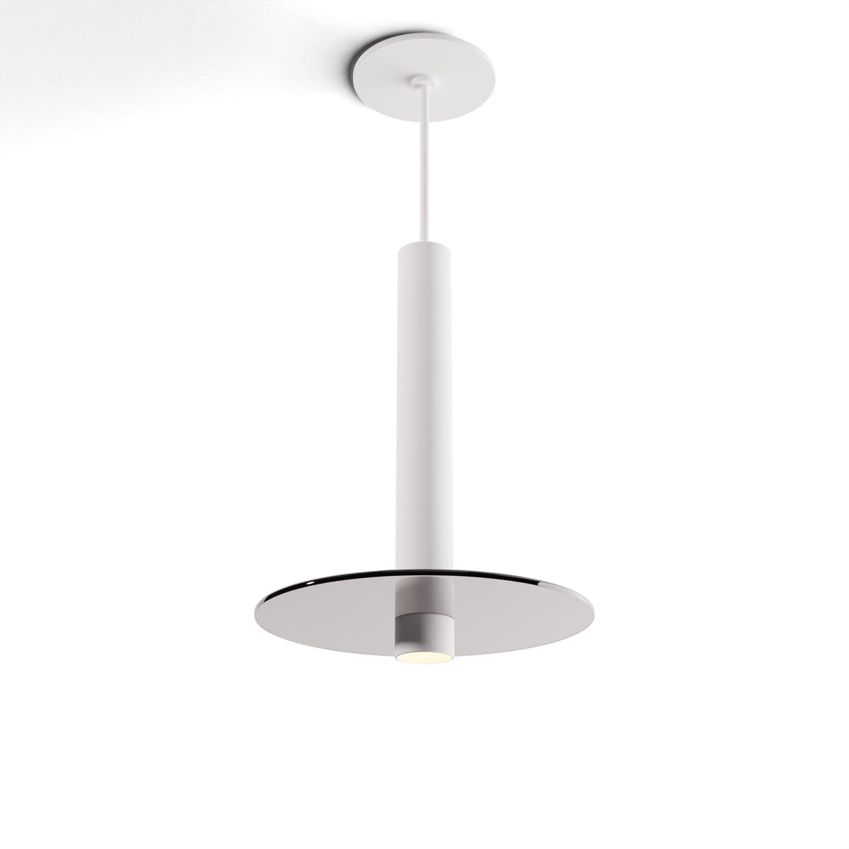 Koncept Combi Single LED Pendant, Matte White, 12" Body, 9" Glass Plate – Dark Grey (CMP-S1-S-12-MWT+GDGY9)