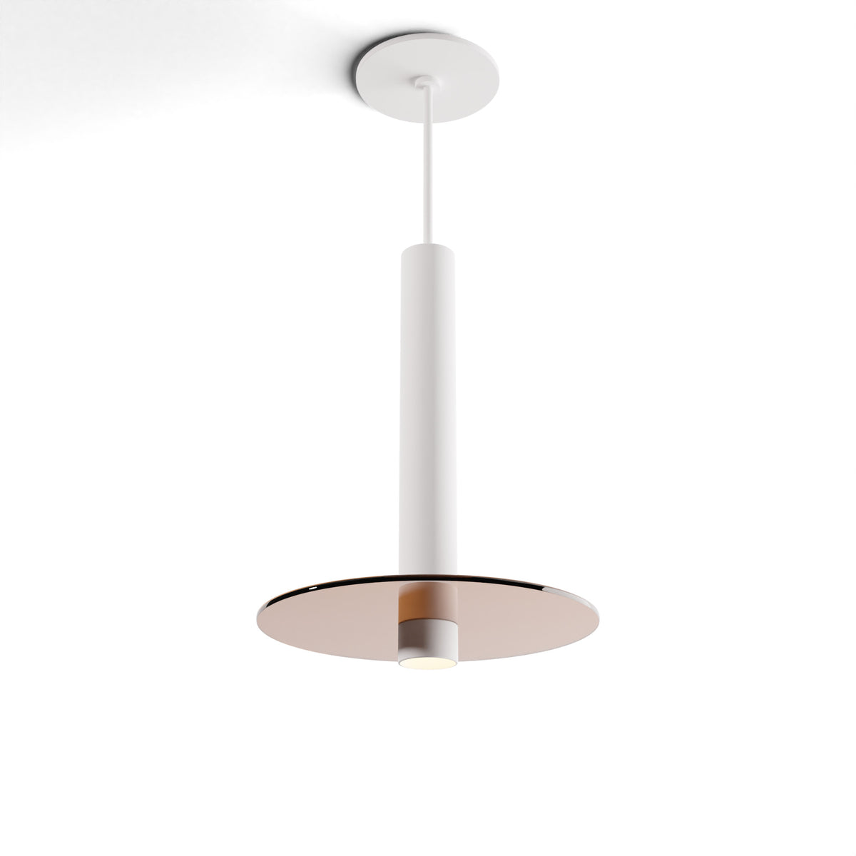 Koncept Combi Single LED Pendant, Matte White, 12" Body, 9" Glass Plate – Tea Brown (CMP-S1-S-12-MWT+GTEA9)