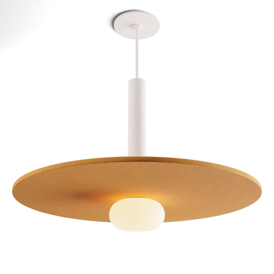 Combi Pendant 12 Matte White Matte White Canopy 20 Acoustic Panel Mustard Attachment Glass Ball Attachment Suspension Flush Mount 2 In 1 Cmp S1 S 12 Mwt Amst20 Glb by Koncept Inc