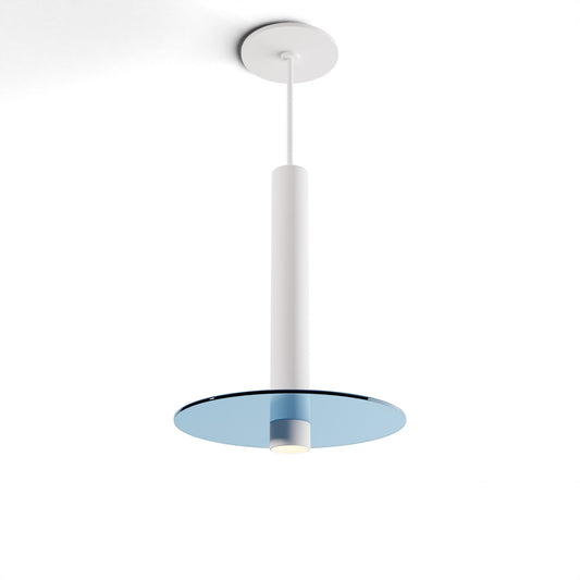 Combi Pendant 12 Matte White Matte White Canopy 9 Glass Plate Blue Attachment Suspension Flush Mount 2 In 1 Cmp S1 S 12 Mwt Gblu9 by Koncept Inc