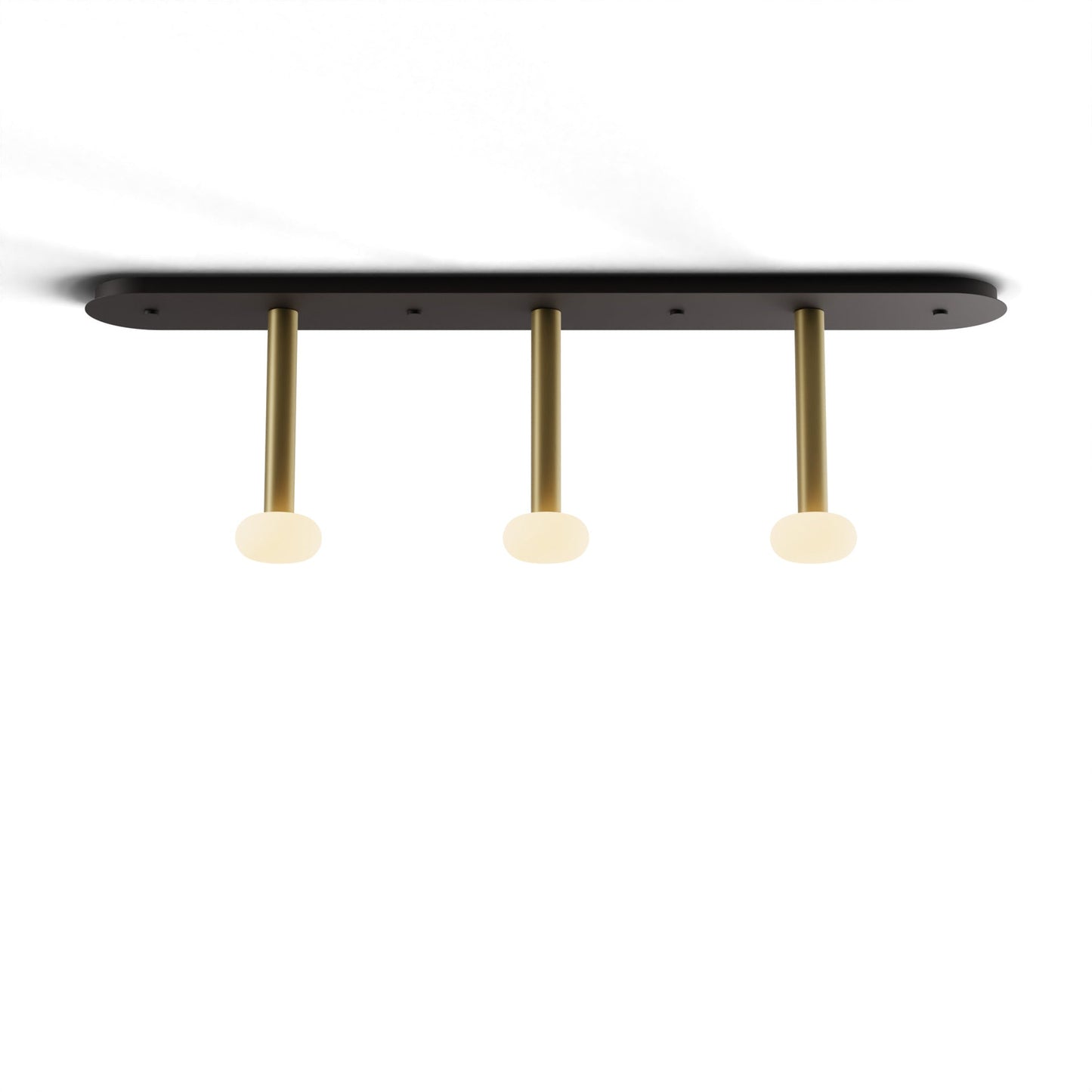 Combi Pendant 12 Linear 3 Combo Brass Matte Black Canopy Glass Ball Attachment Suspension Flush Mount 2 In 1 Cmp L3 S 12 Brs Na Glb by Koncept Inc