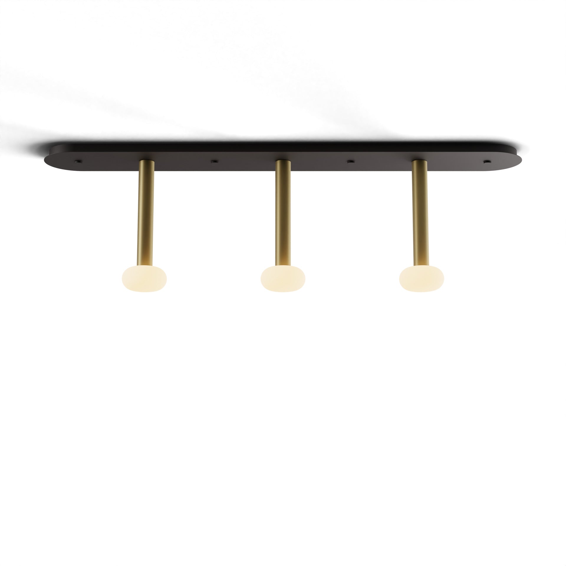 Combi Pendant 12 Linear 3 Combo Brass Matte Black Canopy Glass Ball Attachment Suspension Flush Mount 2 In 1 Cmp L3 S 12 Brs Na Glb by Koncept Inc
