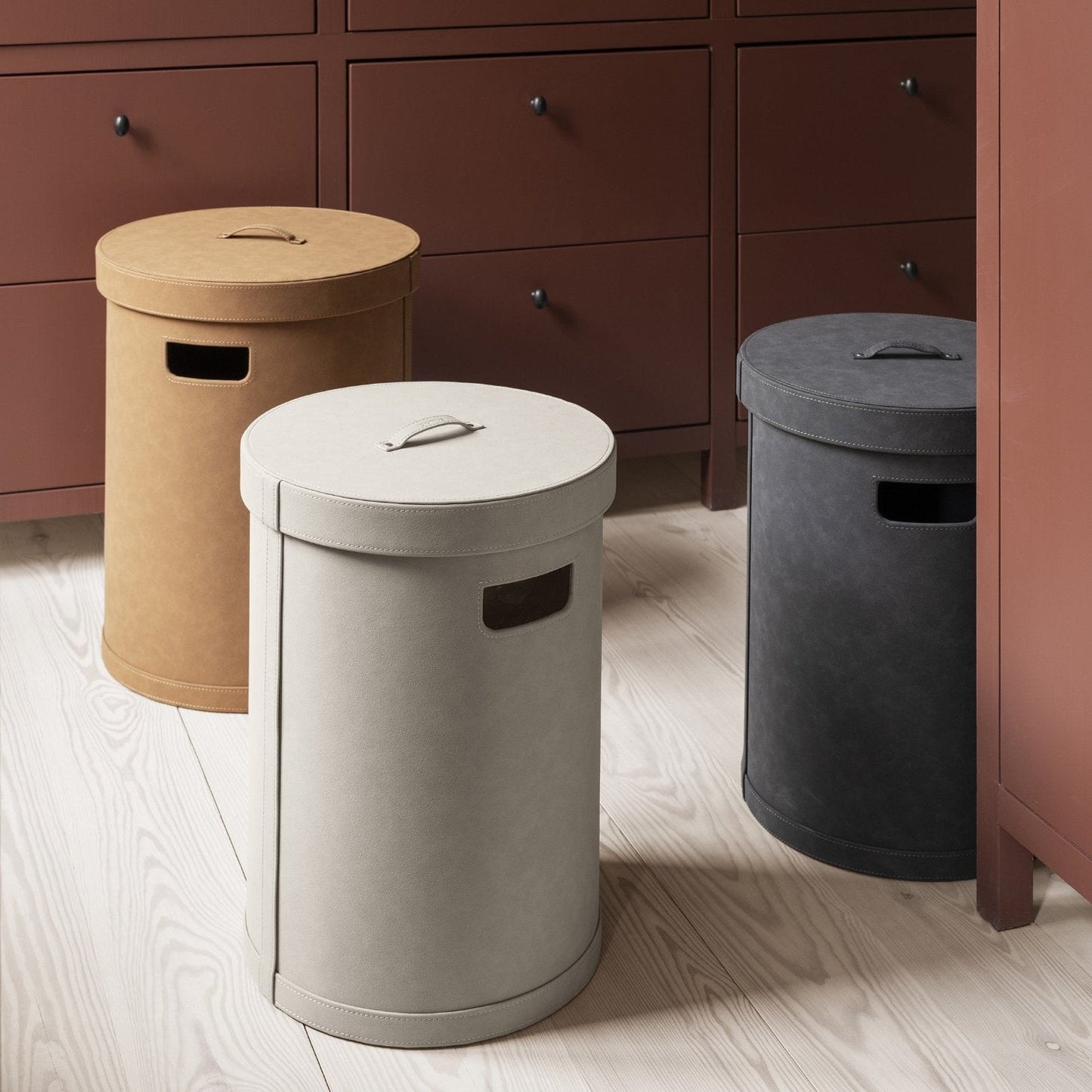 blomus Sahla Decorative Storage Bin with Lid Pewter Charcoal, Medium