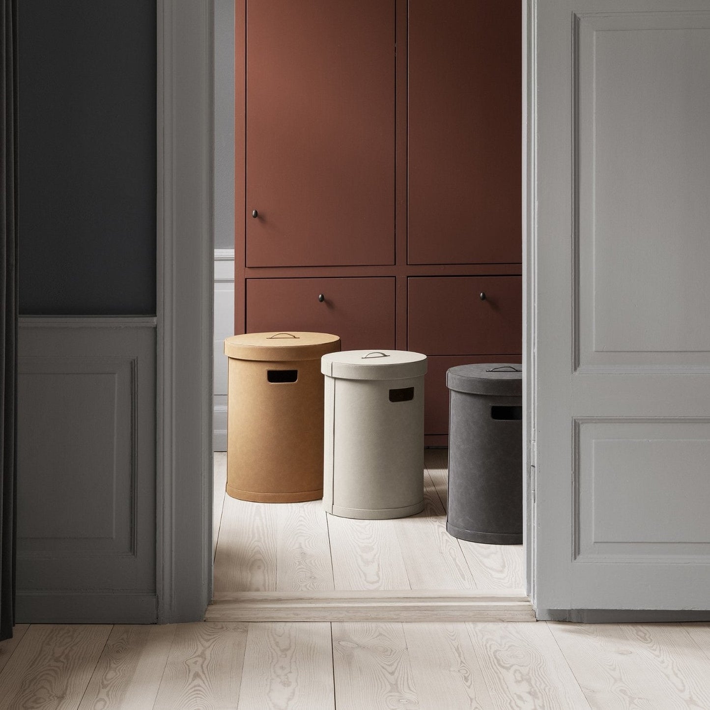 blomus Sahla Decorative Storage Bin with Lid Tan, Medium