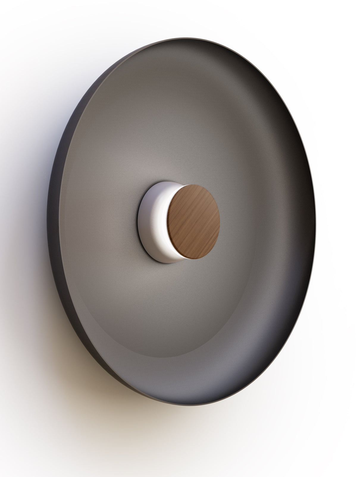 Pablo Designs Totem Sconce Metal – 22" Black shade, Grey/Walnut canopy/faceplate