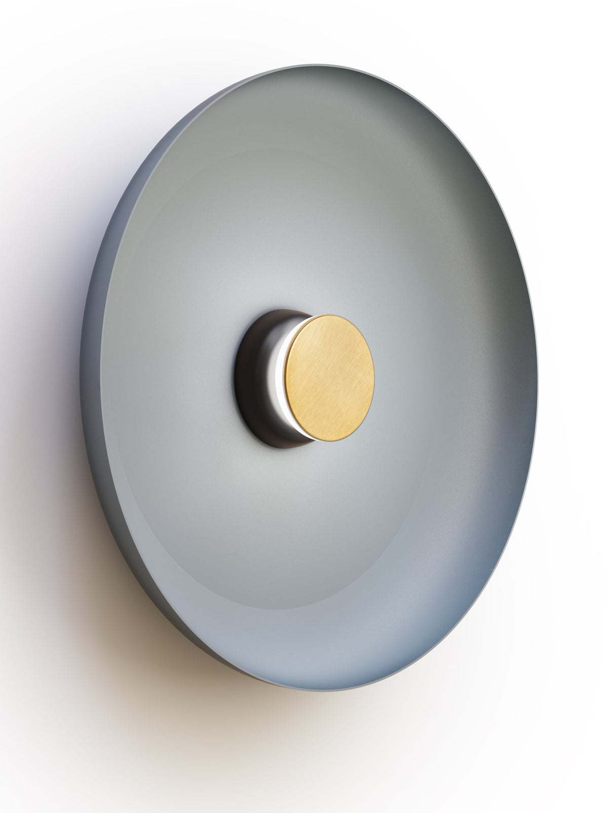 Pablo Designs Totem Sconce Metal – 22" Slate Blue shade, Black/Brass canopy/faceplate