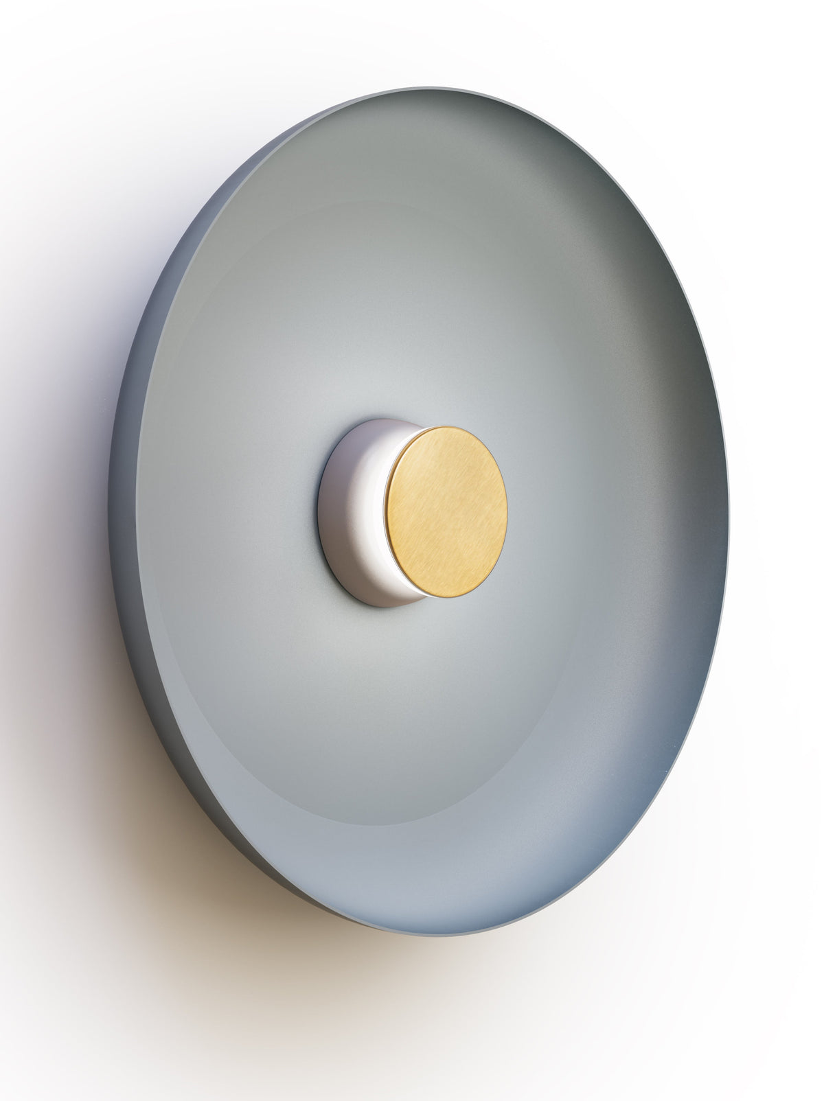 Pablo Designs Totem Sconce Metal – 22" Slate Blue shade, Grey/Brass canopy/faceplate