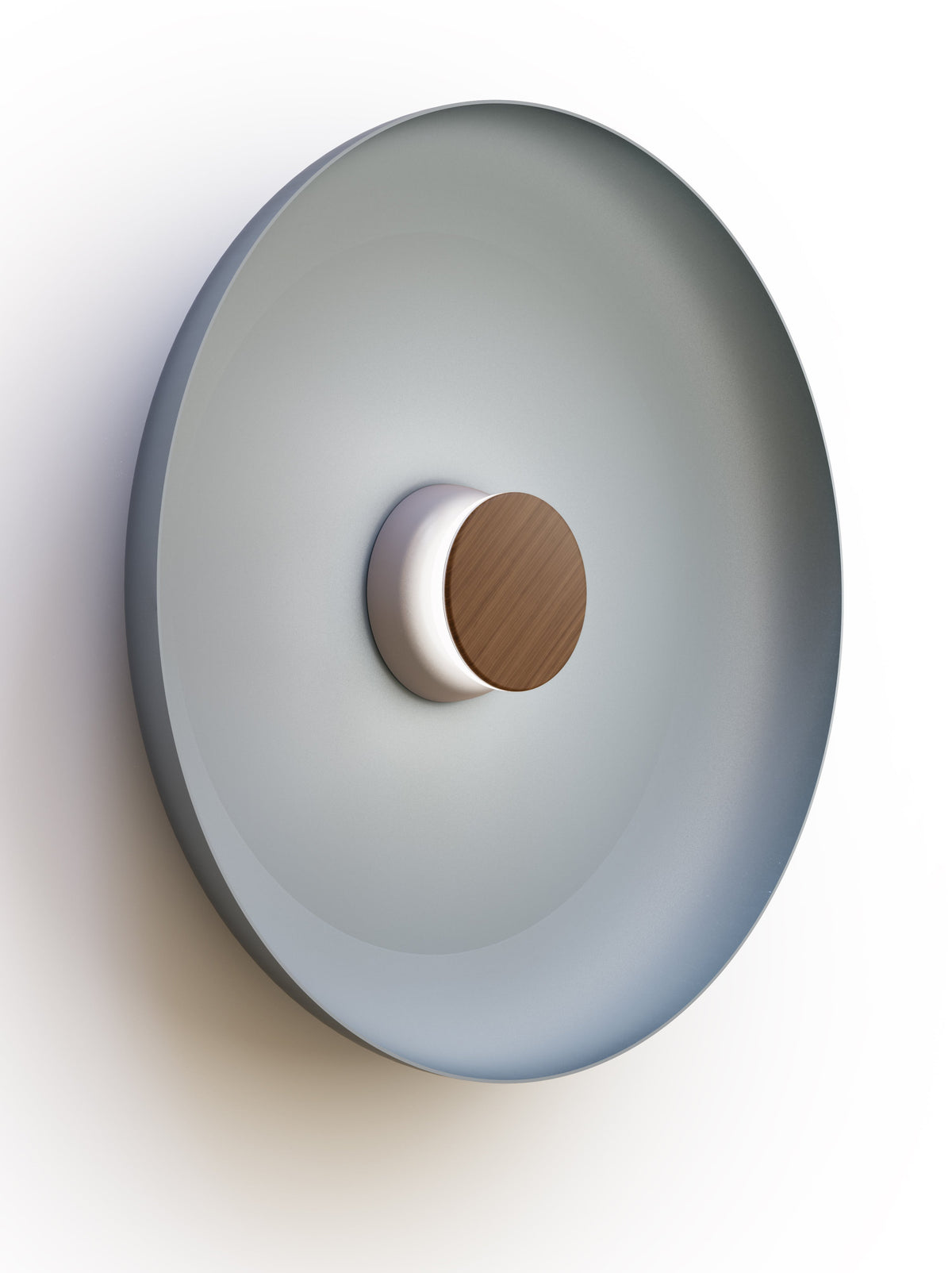 Pablo Designs Totem Sconce Metal – 22" Slate Blue shade, Grey/Walnut canopy/faceplate