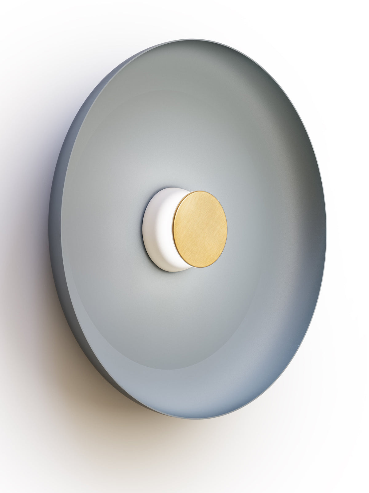 Pablo Designs Totem Sconce Metal – 22" Slate Blue shade, White/Brass canopy/faceplate