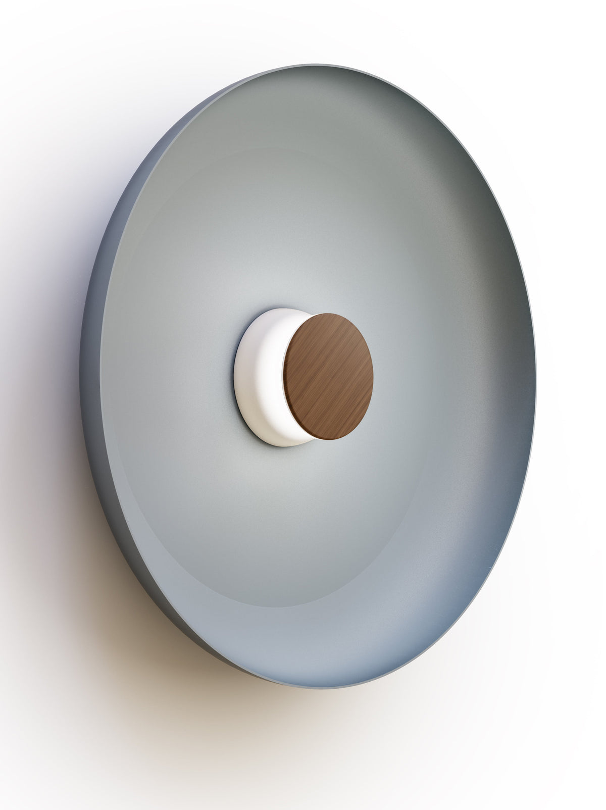 Pablo Designs Totem Sconce Metal – 22" Slate Blue shade, White/Walnut canopy/faceplate