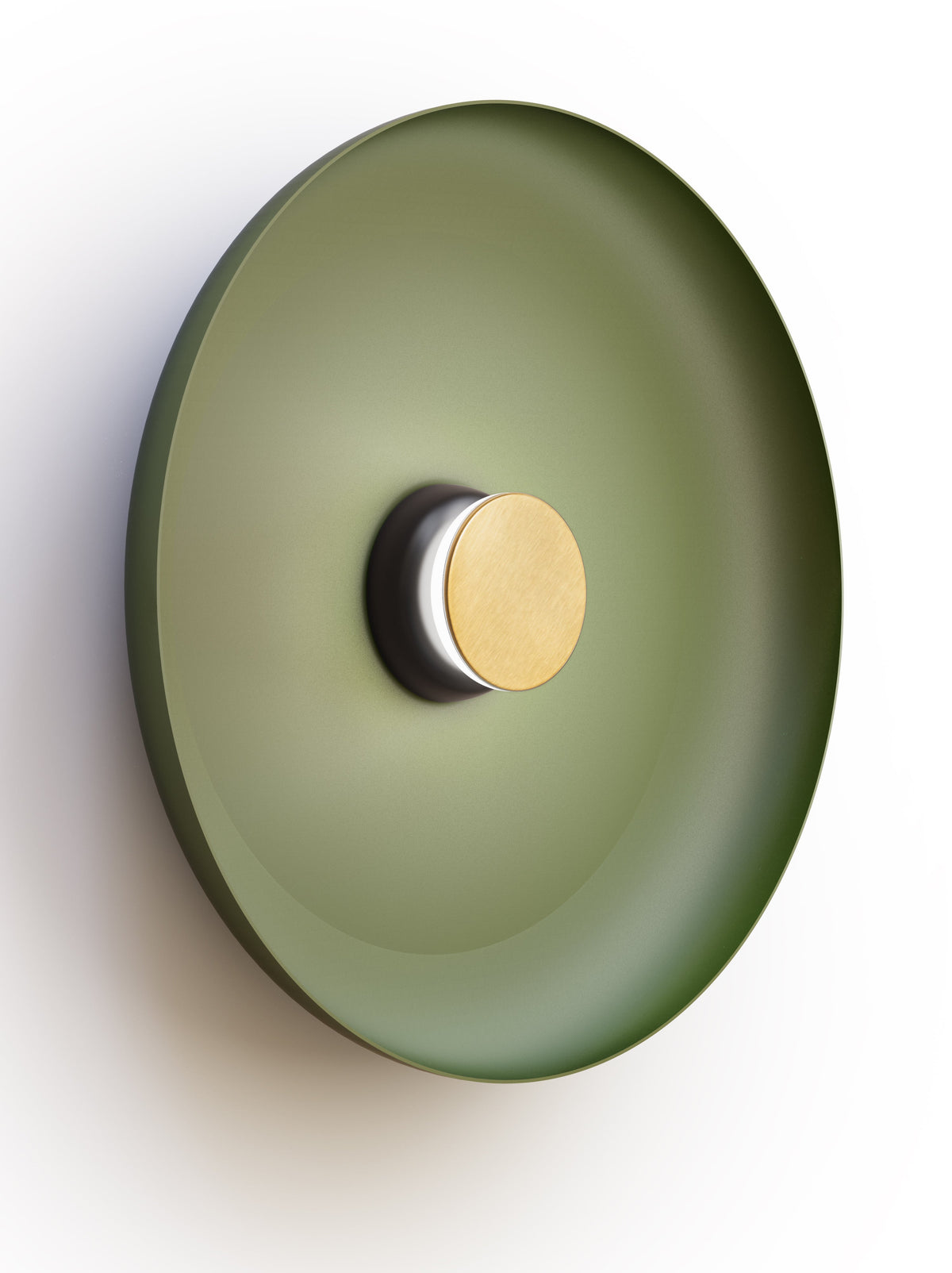 Pablo Designs Totem Sconce Metal – 22" Forest Green shade, Black/Brass canopy/faceplate