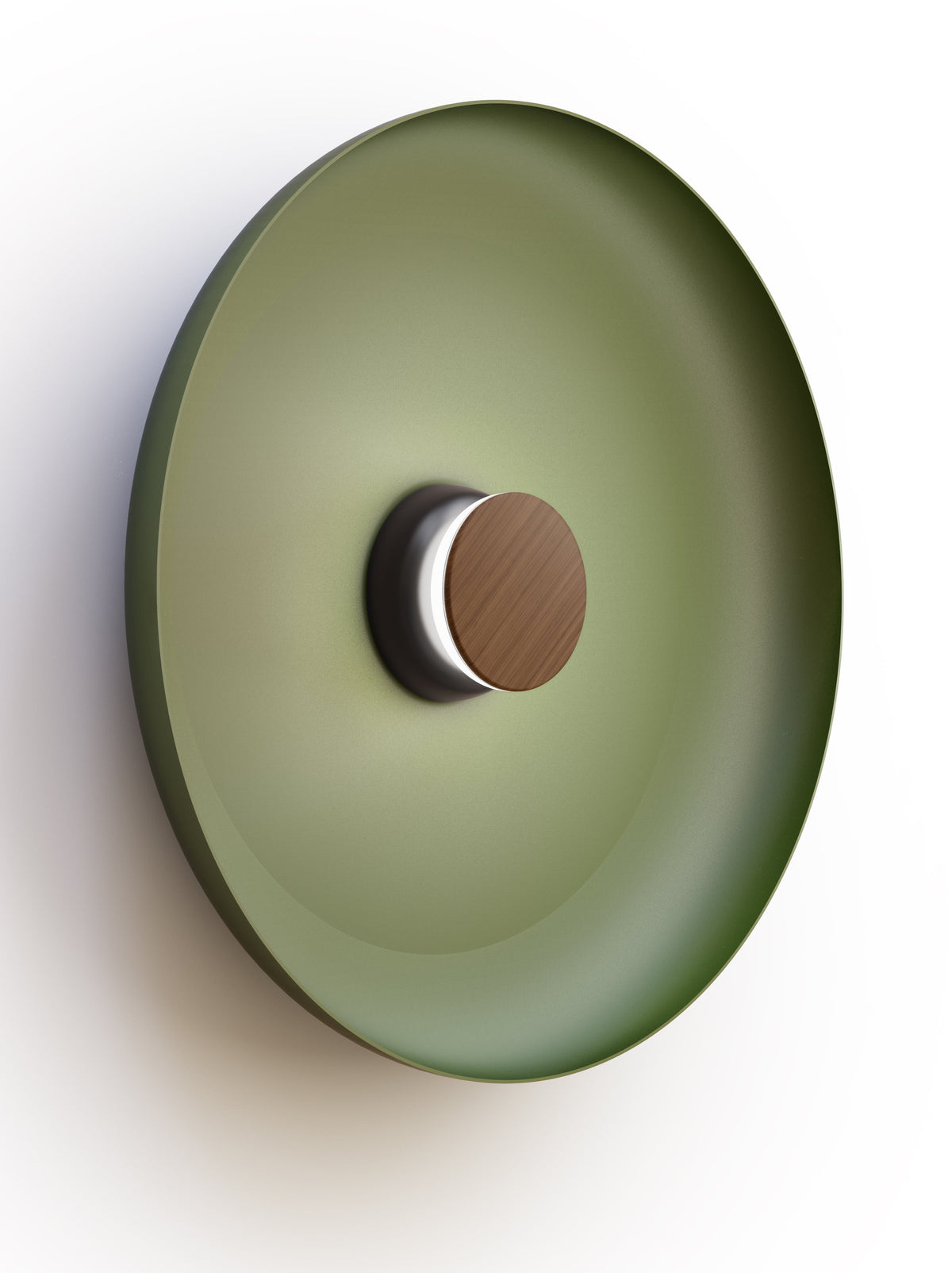 Pablo Designs Totem Sconce Metal – 22" Forest Green shade, Black/Walnut canopy/faceplate