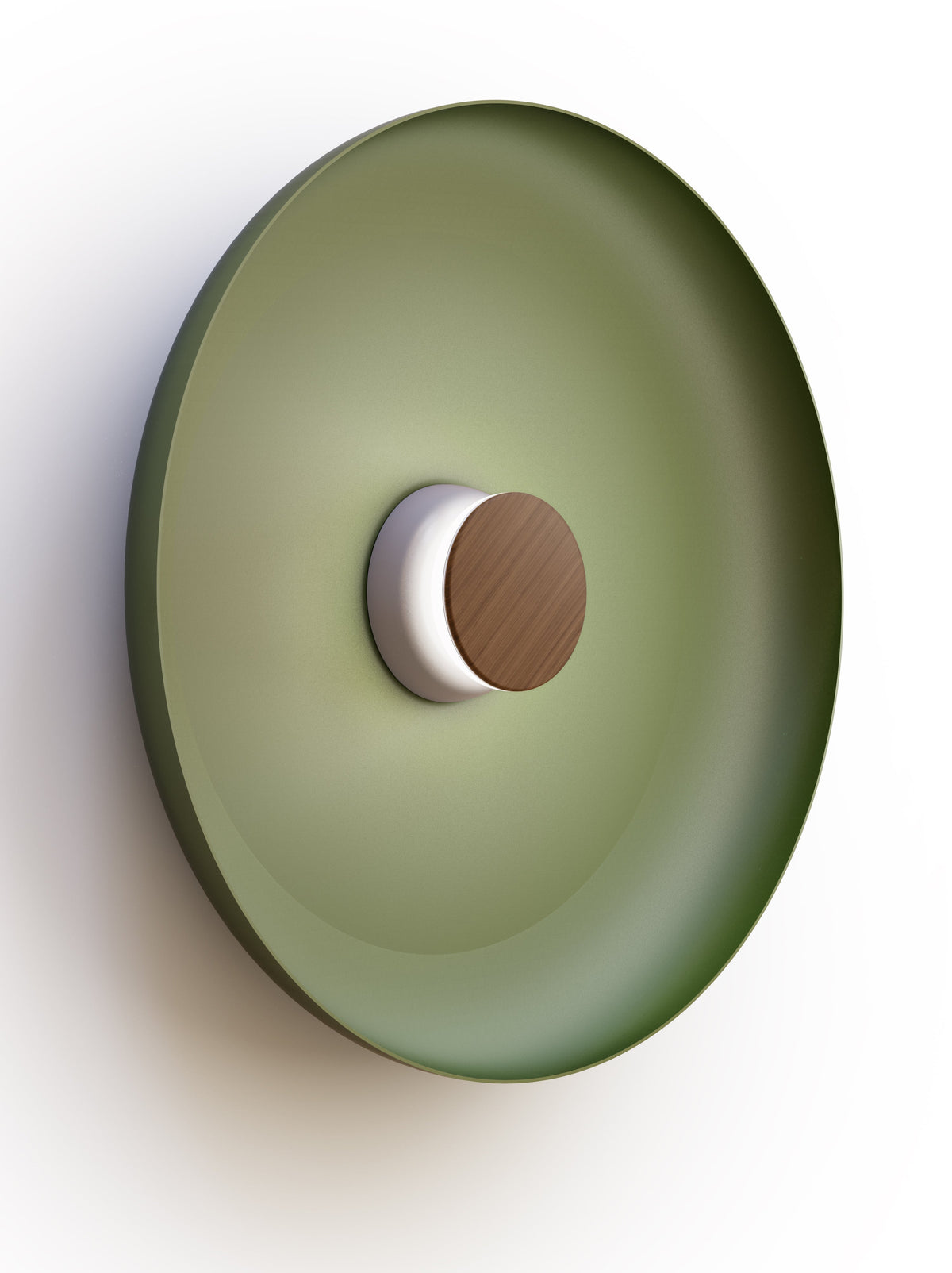 Pablo Designs Totem Sconce Metal – 22" Forest Green shade, Grey/Walnut canopy/faceplate