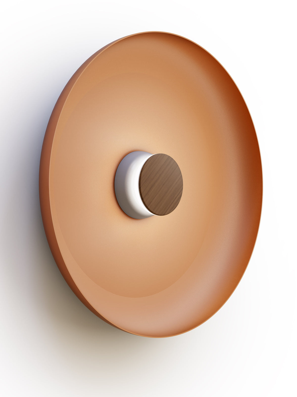 Pablo Designs Totem Sconce Metal – 22" Terracotta shade, Grey/Walnut canopy/faceplate