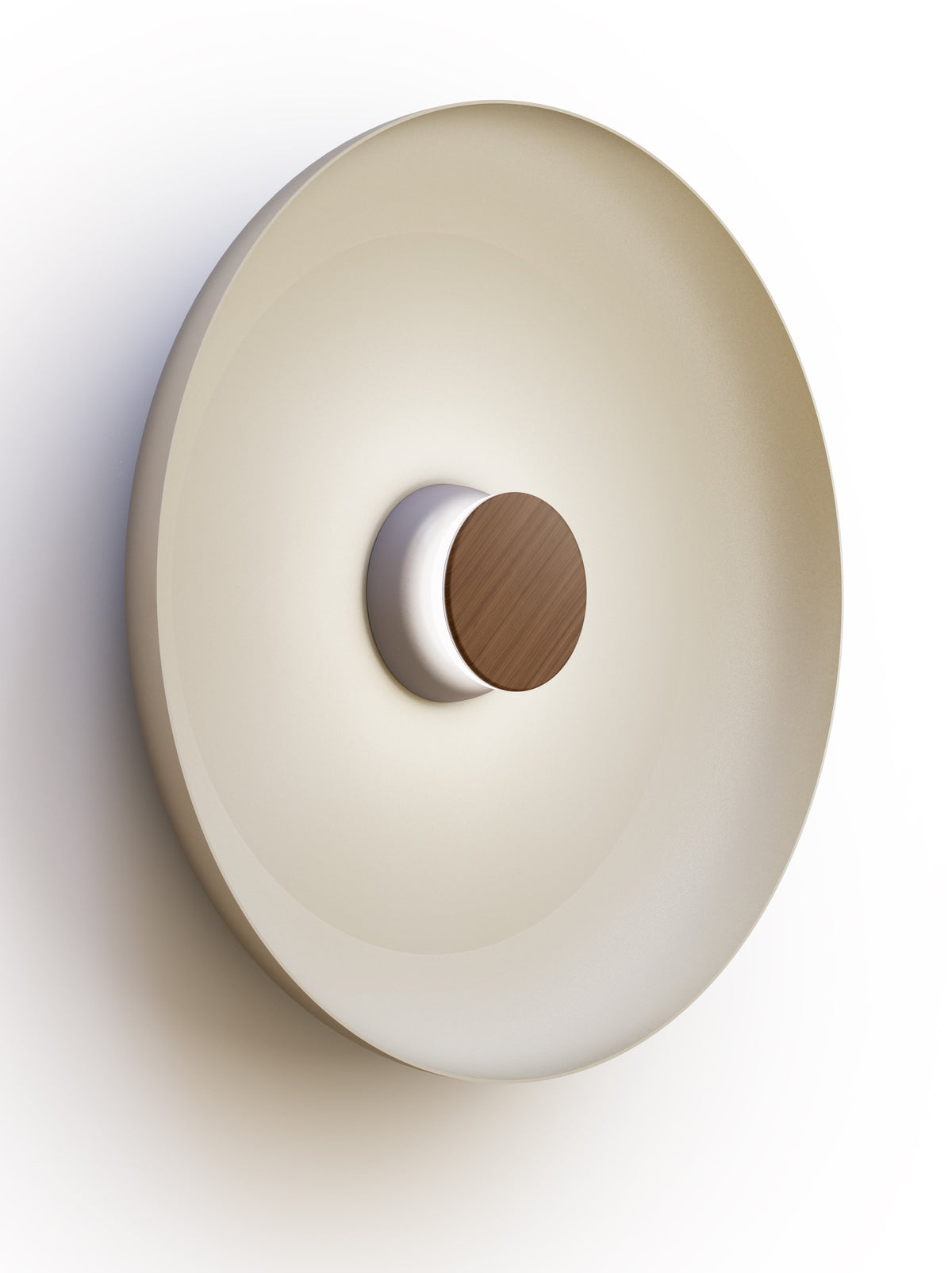 Pablo Designs Totem Sconce Metal – 22" White shade, Grey/Walnut canopy/faceplate