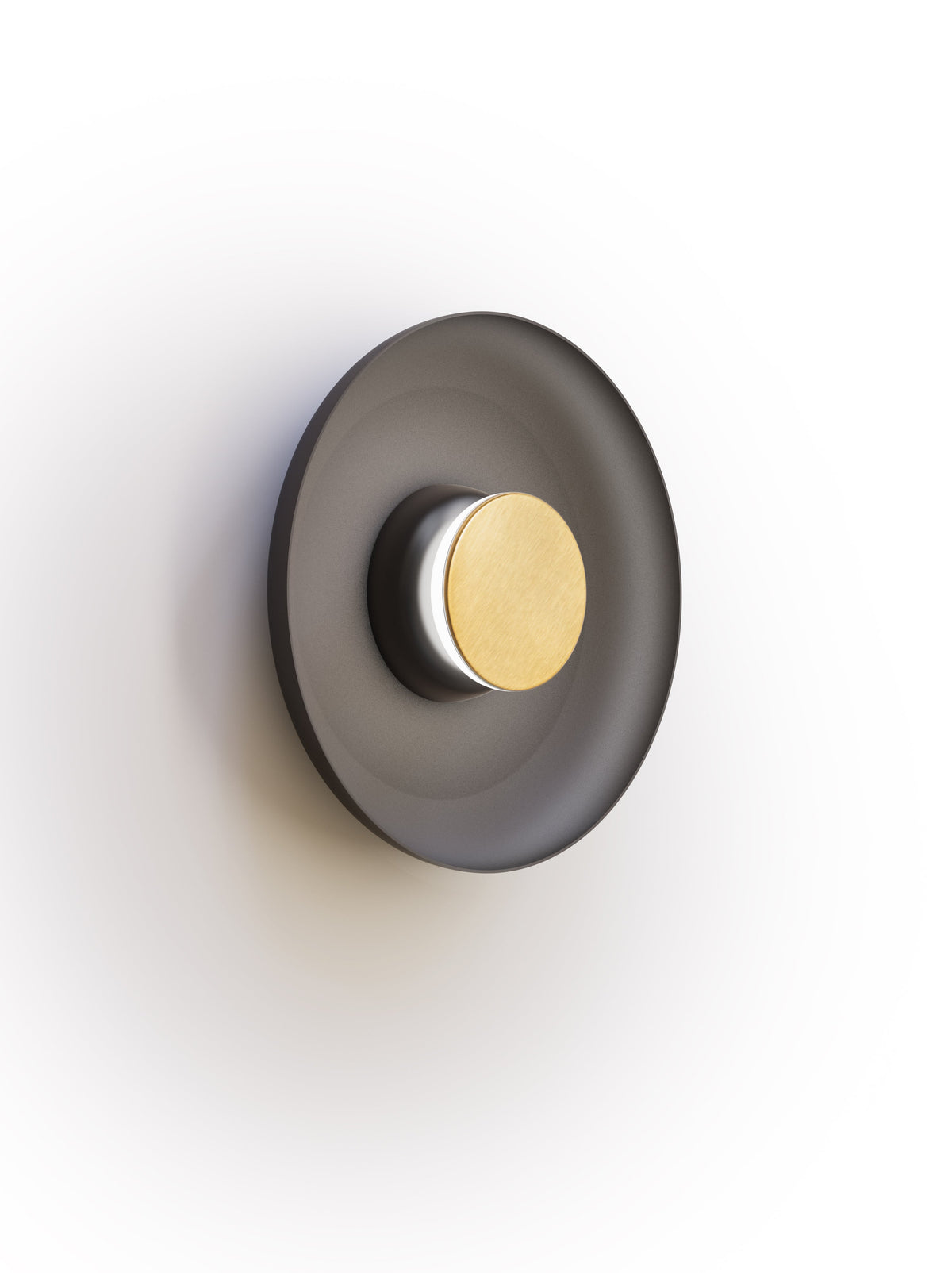 Pablo Designs Totem Sconce Metal – 12" Black shade, Black/Brass canopy/faceplate