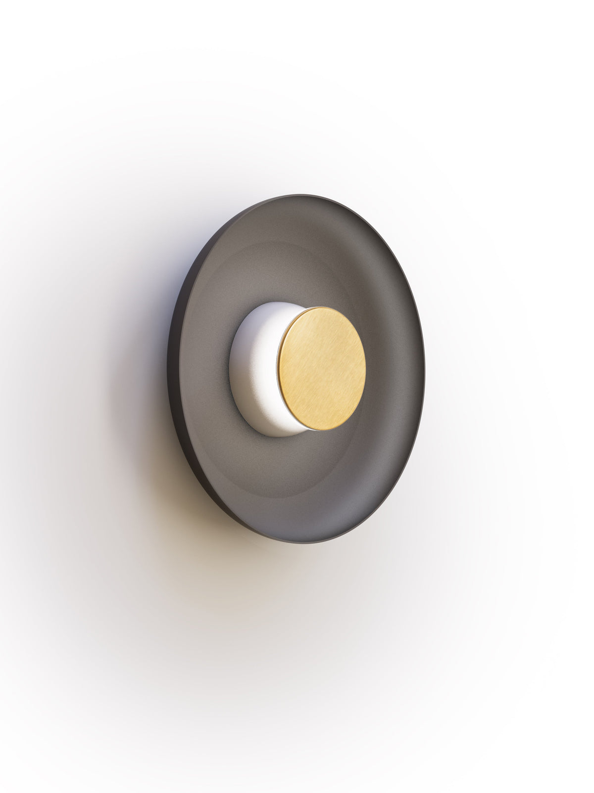 Pablo Designs Totem Sconce Metal – 12" Black shade, White/Brass canopy/faceplate