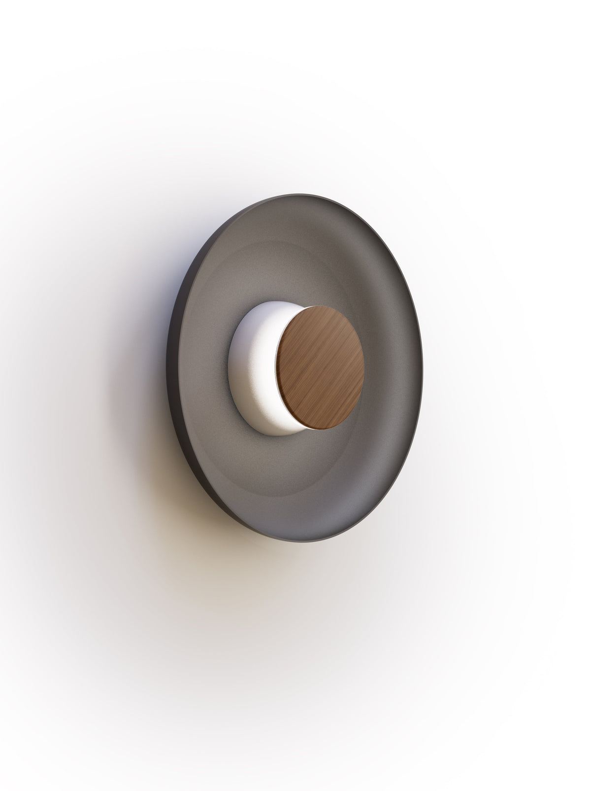 Pablo Designs Totem Sconce Metal – 12" Black shade, White/Walnut canopy/faceplate