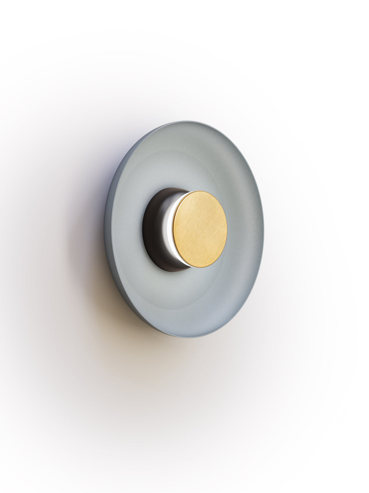 Pablo Designs Totem Sconce Metal – 12" Slate Blue shade, Black/Brass canopy/faceplate