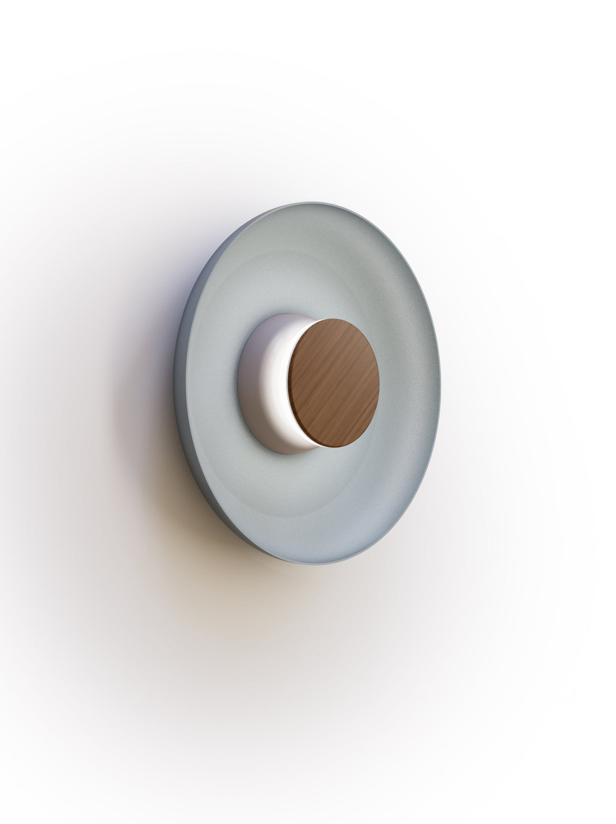 Pablo Designs Totem Sconce Metal – 12" Slate Blue shade, Grey/Walnut canopy/faceplate