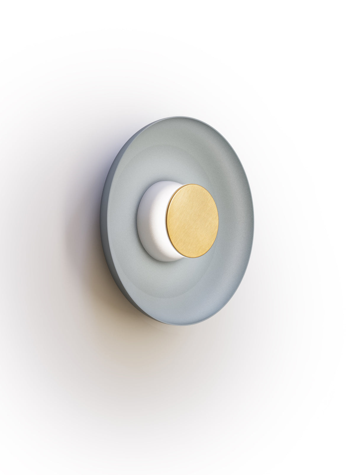 Pablo Designs Totem Sconce Metal – 12" Slate Blue shade, White/Brass canopy/faceplate