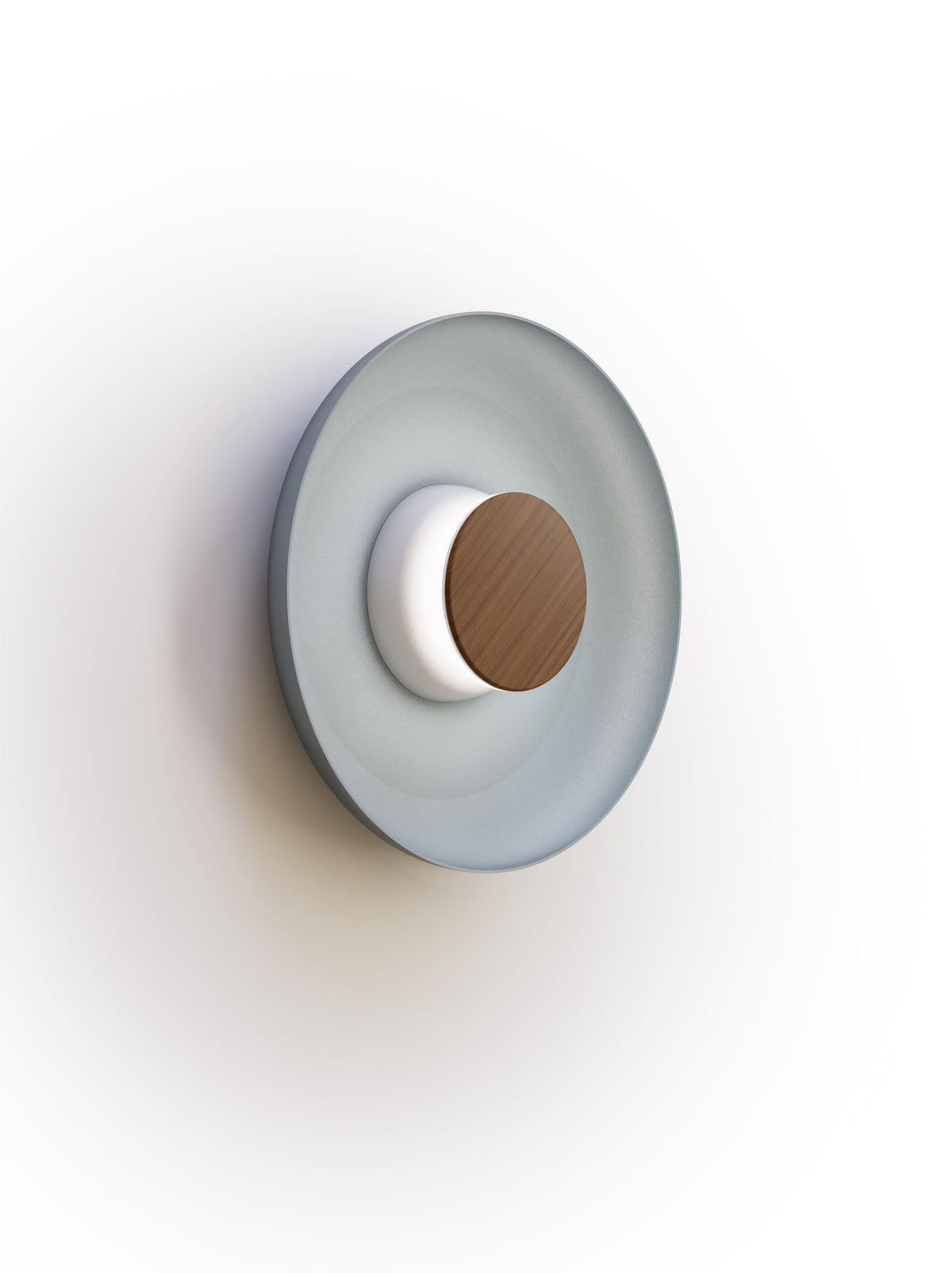Pablo Designs Totem Sconce Metal – 12" Slate Blue shade, White/Walnut canopy/faceplate