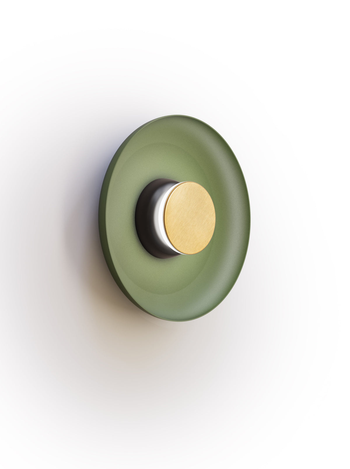 Pablo Designs Totem Sconce Metal – 12" Forest Green shade, Black/Brass canopy/faceplate