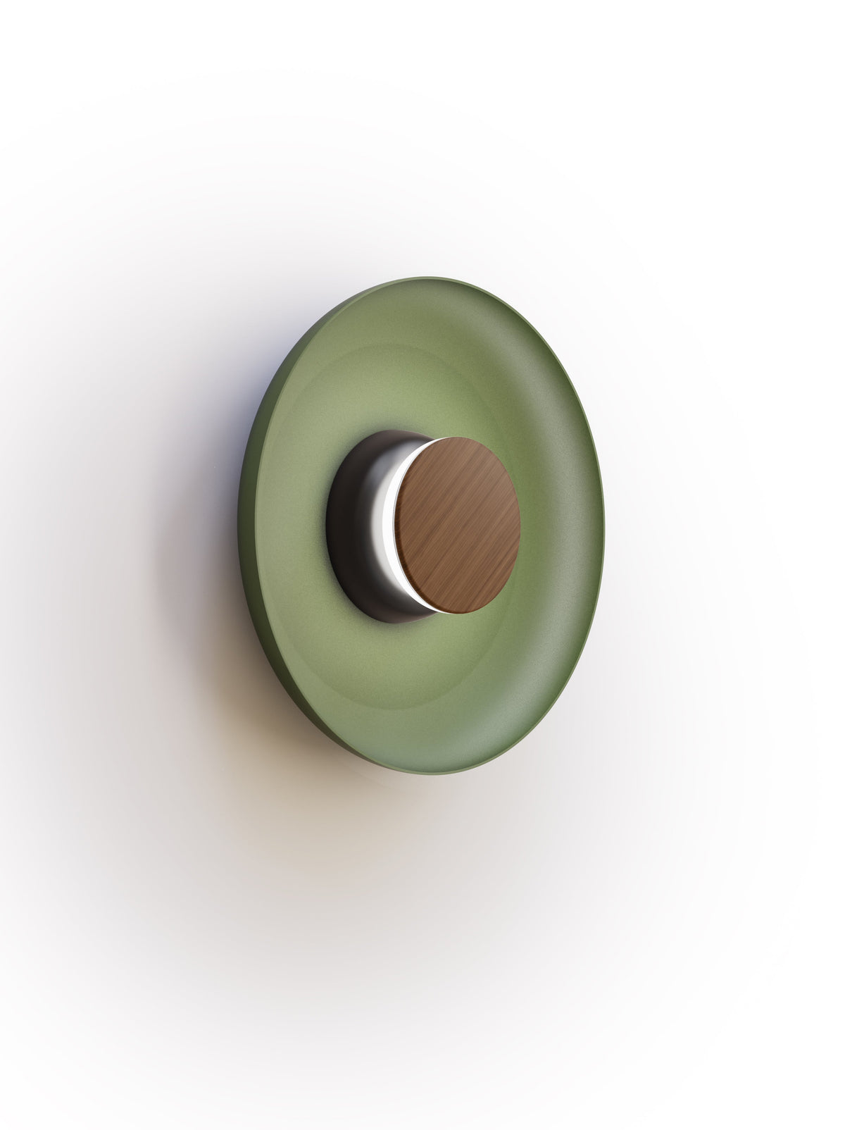 Pablo Designs Totem Sconce Metal – 12" Forest Green shade, Black/Walnut canopy/faceplate