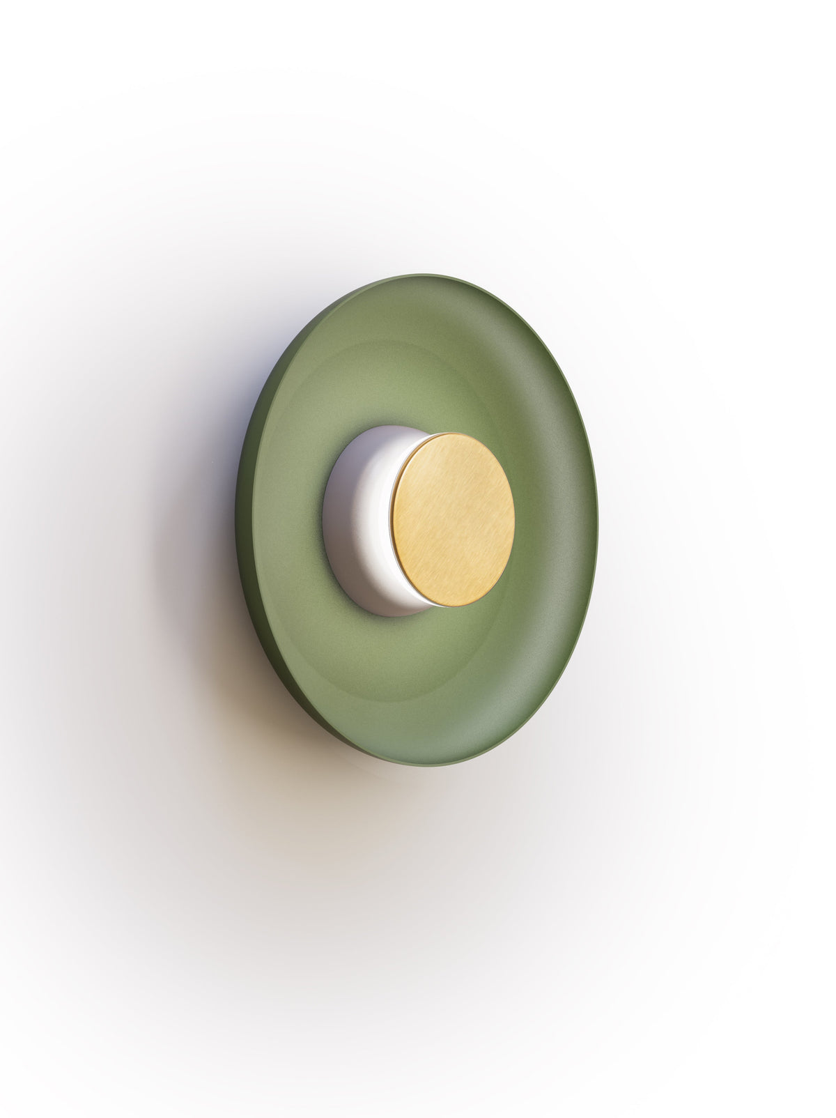 Pablo Designs Totem Sconce Metal – 12" Forest Green shade, Grey/Brass canopy/faceplate