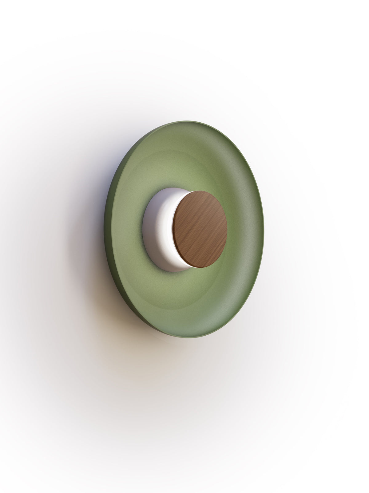 Pablo Designs Totem Sconce Metal – 12" Forest Green shade, Grey/Walnut canopy/faceplate