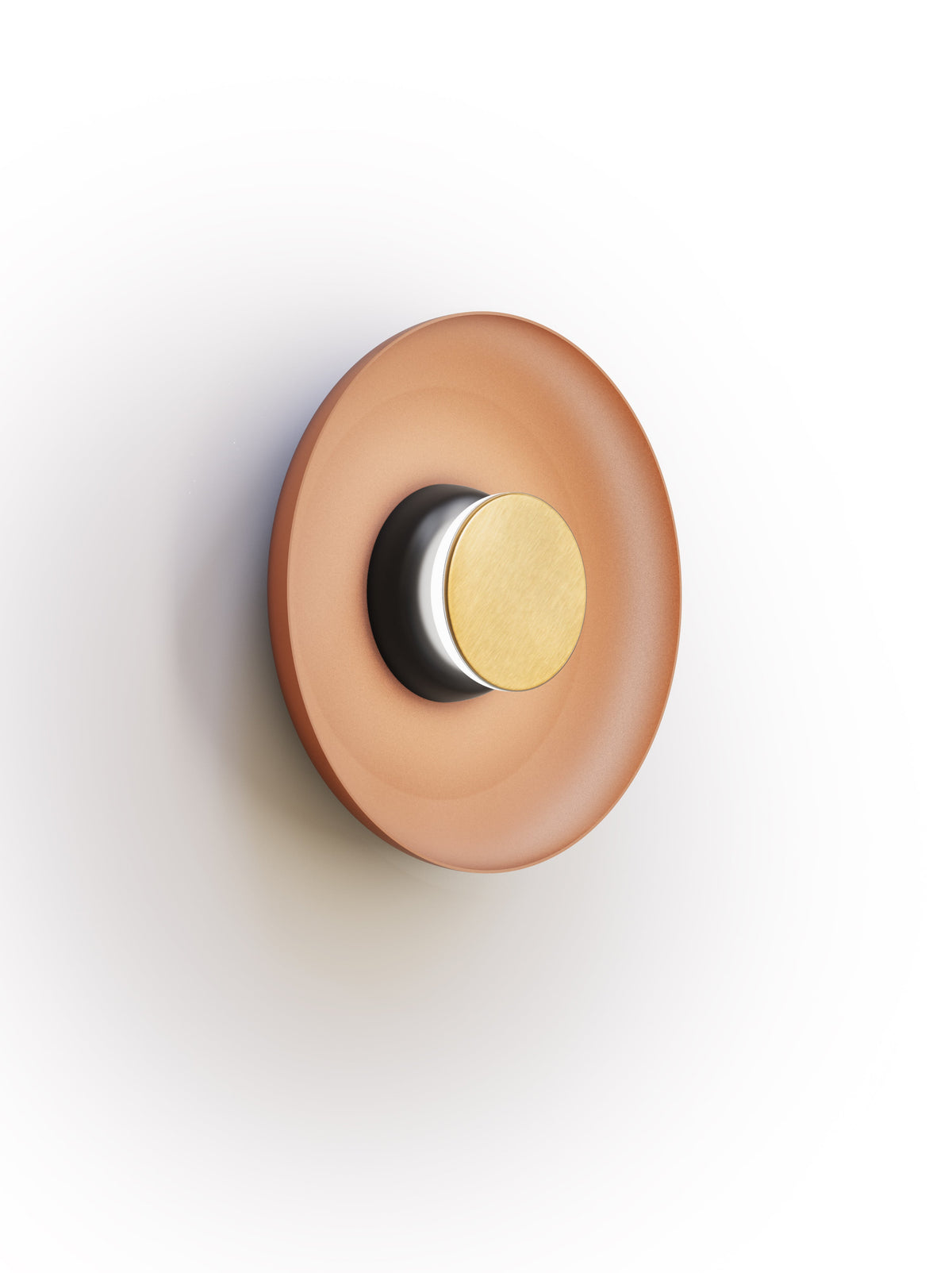 Pablo Designs Totem Sconce Metal – 12" Terracotta shade, Black/Brass canopy/faceplate