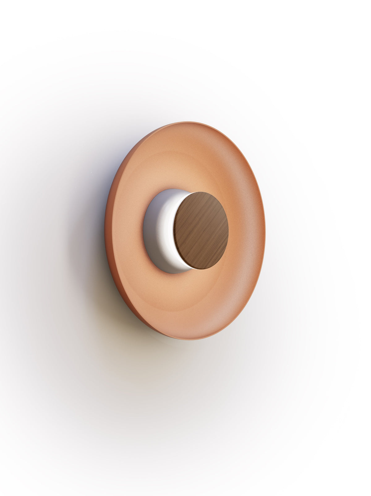 Pablo Designs Totem Sconce Metal – 12" Terracotta shade, Grey/Walnut canopy/faceplate