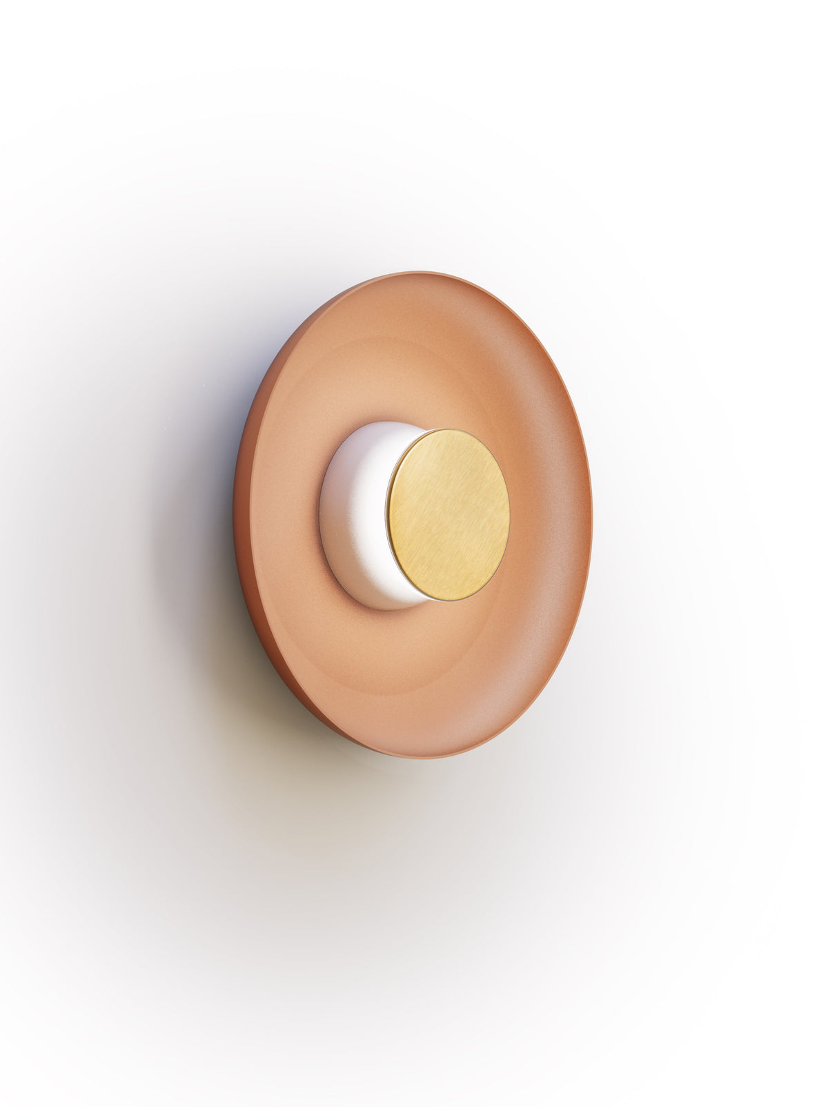 Pablo Designs Totem Sconce Metal – 12" Terracotta shade, White/Brass canopy/faceplate