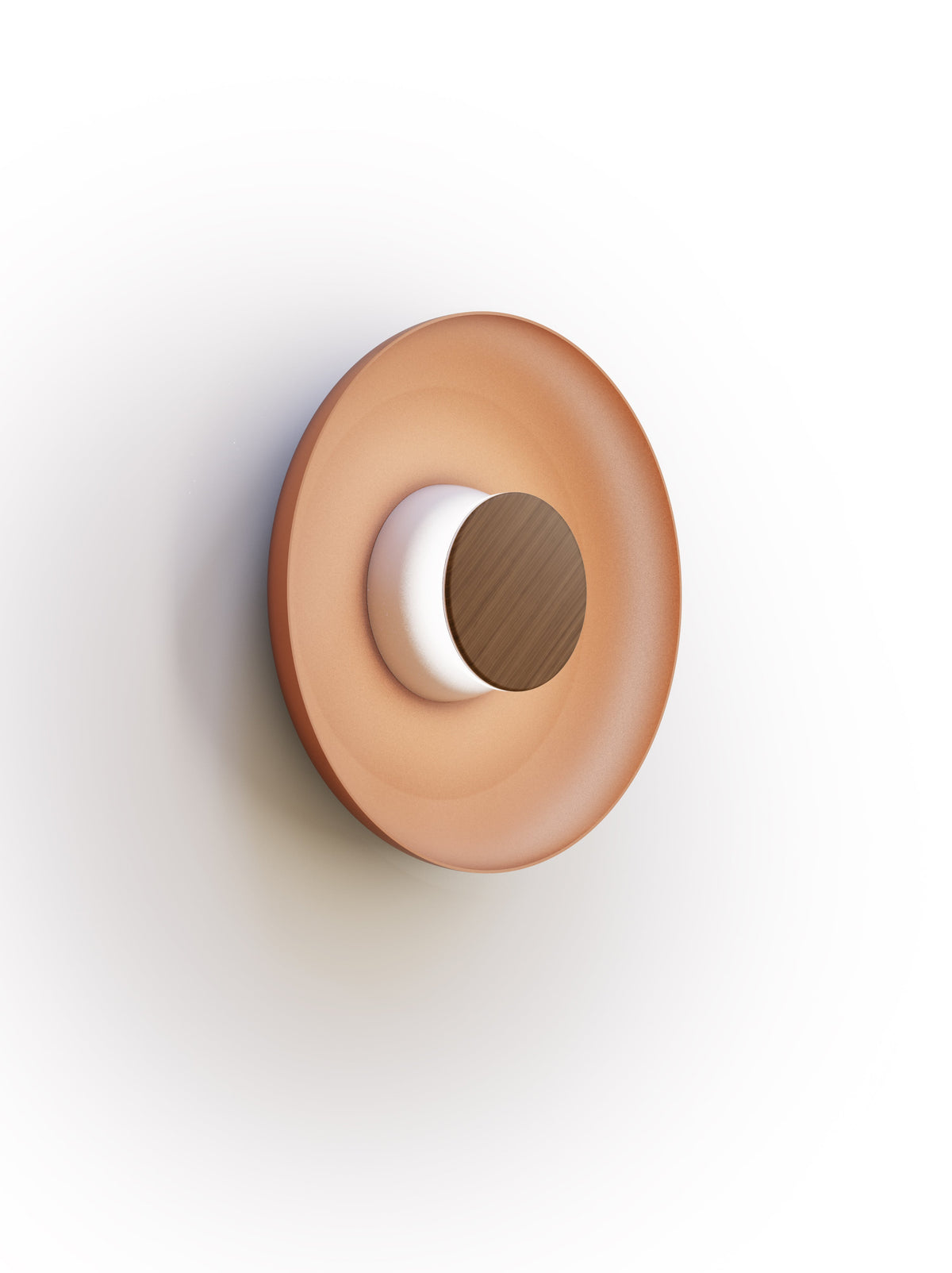 Pablo Designs Totem Sconce Metal – 12" Terracotta shade, White/Walnut canopy/faceplate