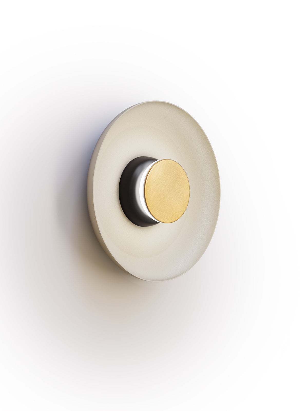 Pablo Designs Totem Sconce Metal – 12" White shade, Black/Brass canopy/faceplate