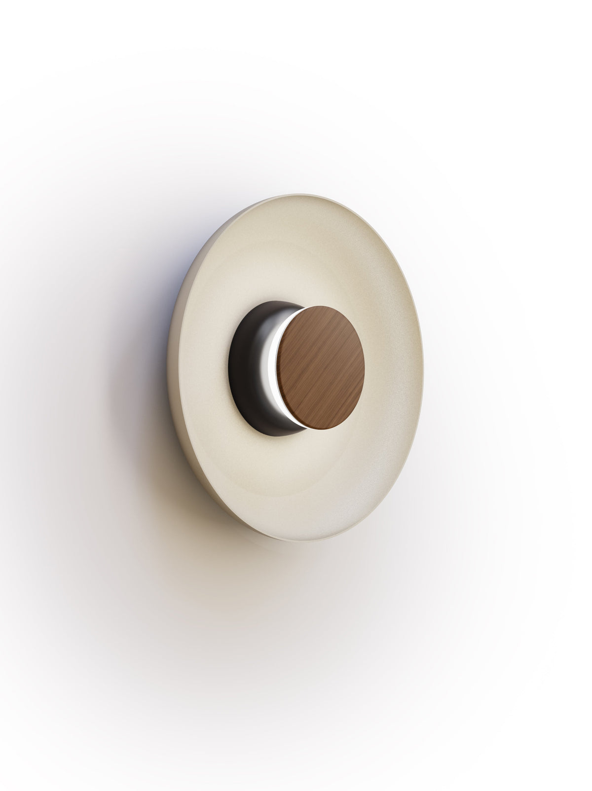 Pablo Designs Totem Sconce Metal – 12" White shade, Black/Walnut canopy/faceplate