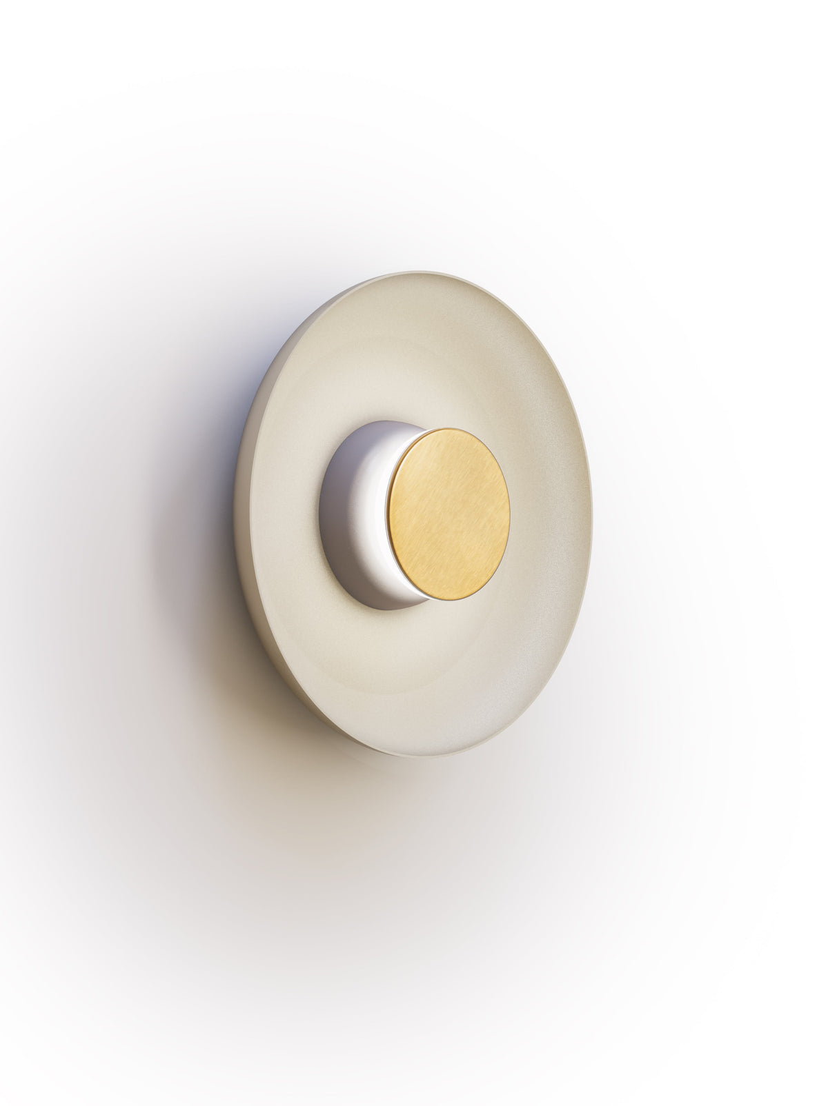 Pablo Designs Totem Sconce Metal – 12" White shade, Grey/Brass canopy/faceplate