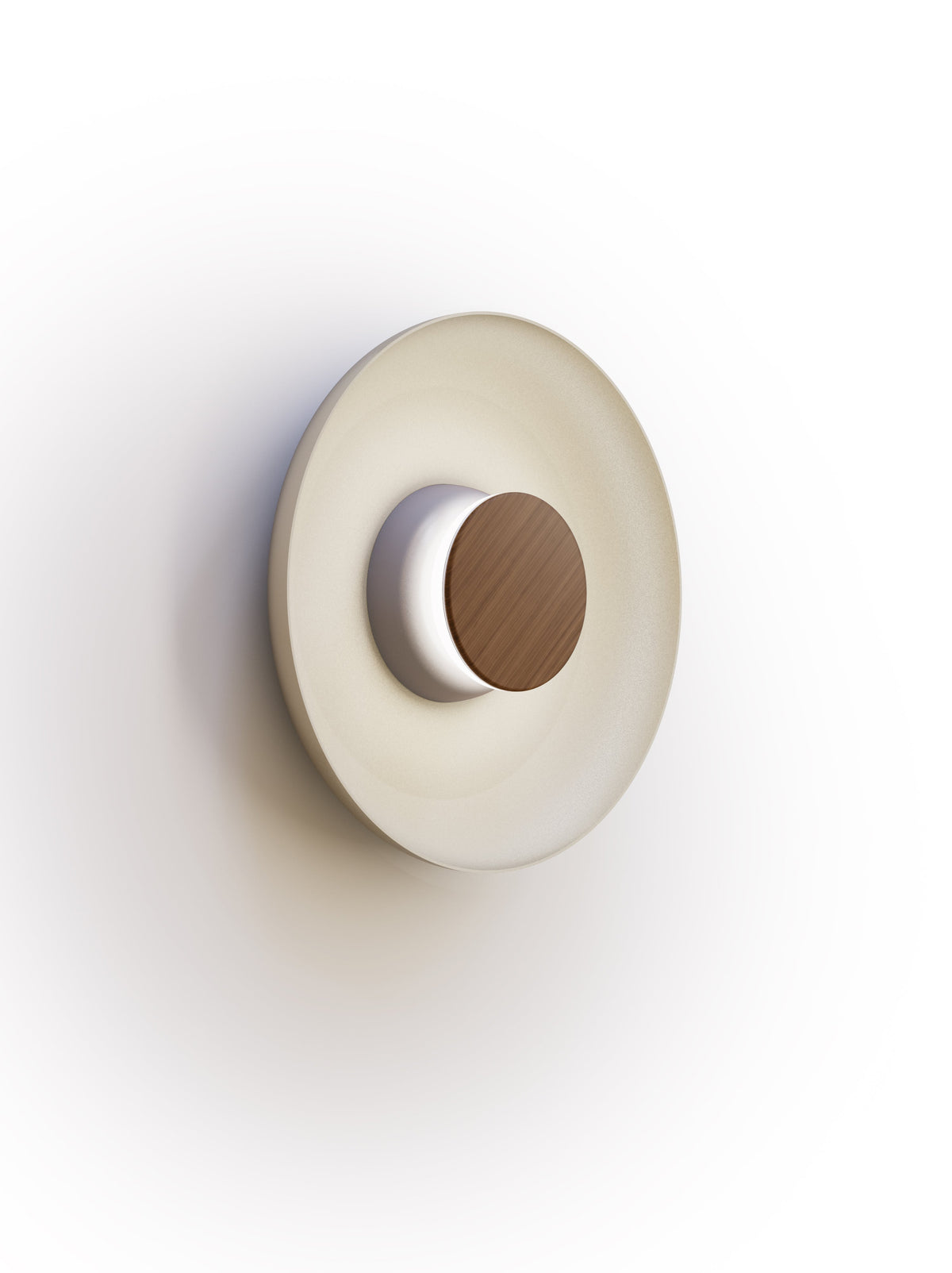 Pablo Designs Totem Sconce Metal – 12" White shade, Grey/Walnut canopy/faceplate