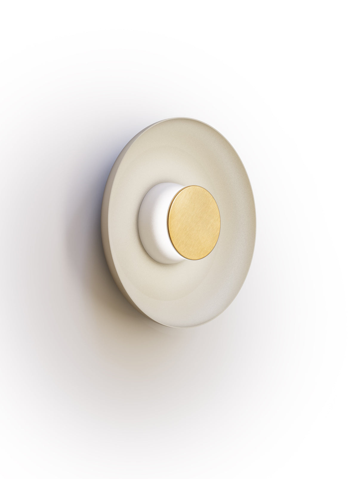 Pablo Designs Totem Sconce Metal – 12" White shade, White/Brass canopy/faceplate
