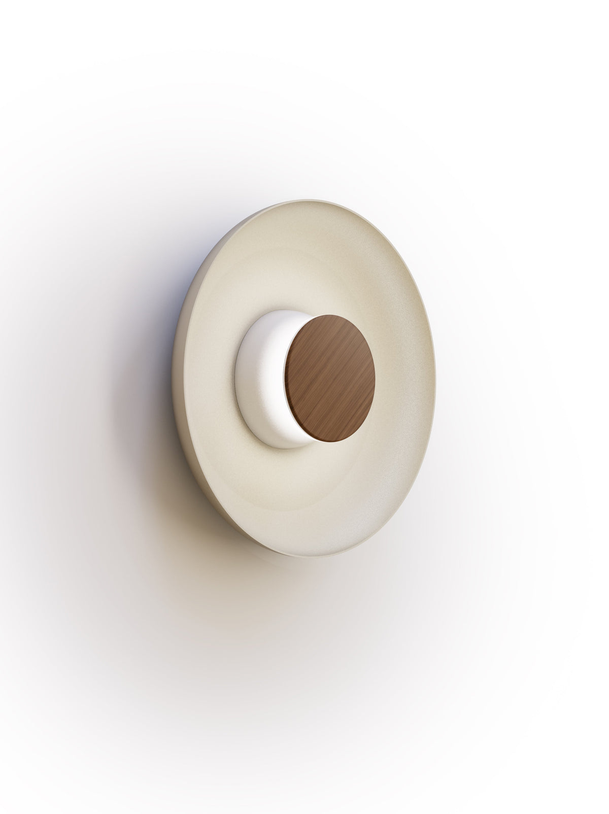 Pablo Designs Totem Sconce Metal – 12" White shade, White/Walnut canopy/faceplate
