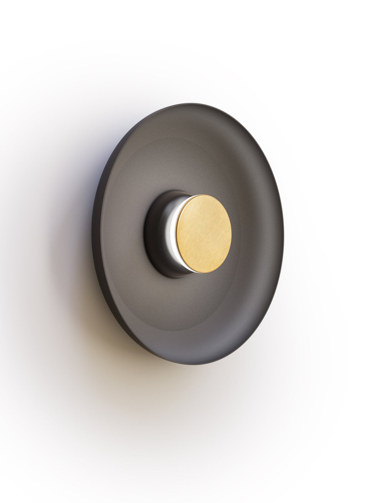 Pablo Designs Totem Sconce Metal – 15" Black shade, Black/Brass canopy/faceplate