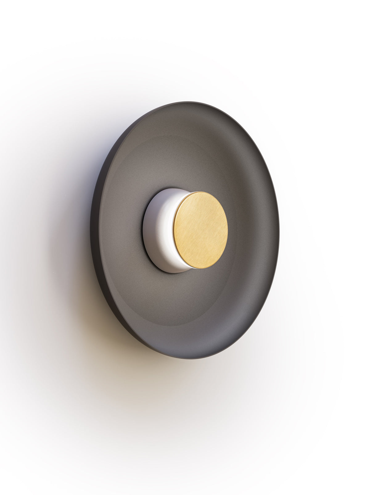 Pablo Designs Totem Sconce Metal – 15" Black shade, Grey/Brass canopy/faceplate
