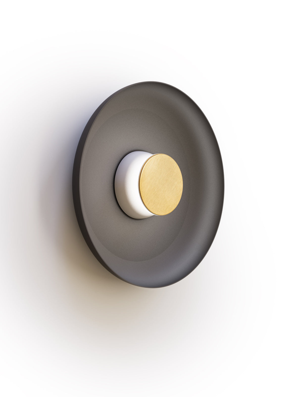Pablo Designs Totem Sconce Metal – 15" Black shade, White/Brass canopy/faceplate