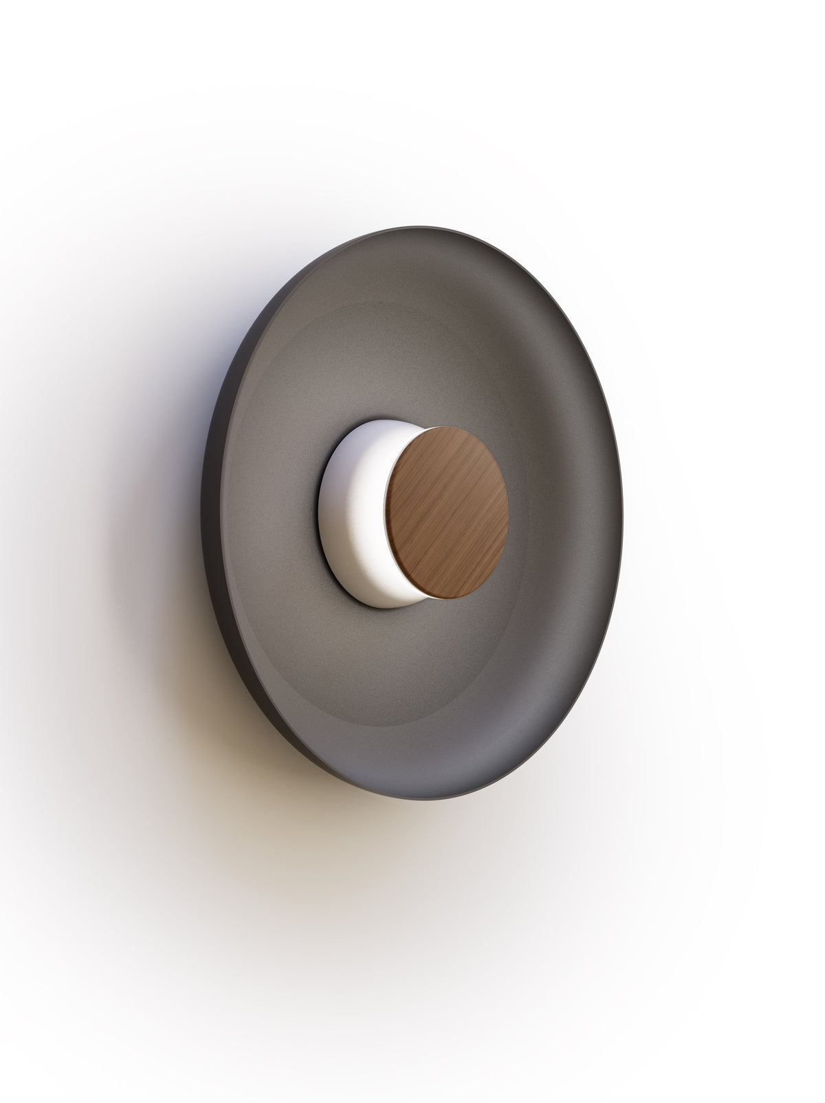 Pablo Designs Totem Sconce Metal – 15" Black shade, White/Walnut canopy/faceplate
