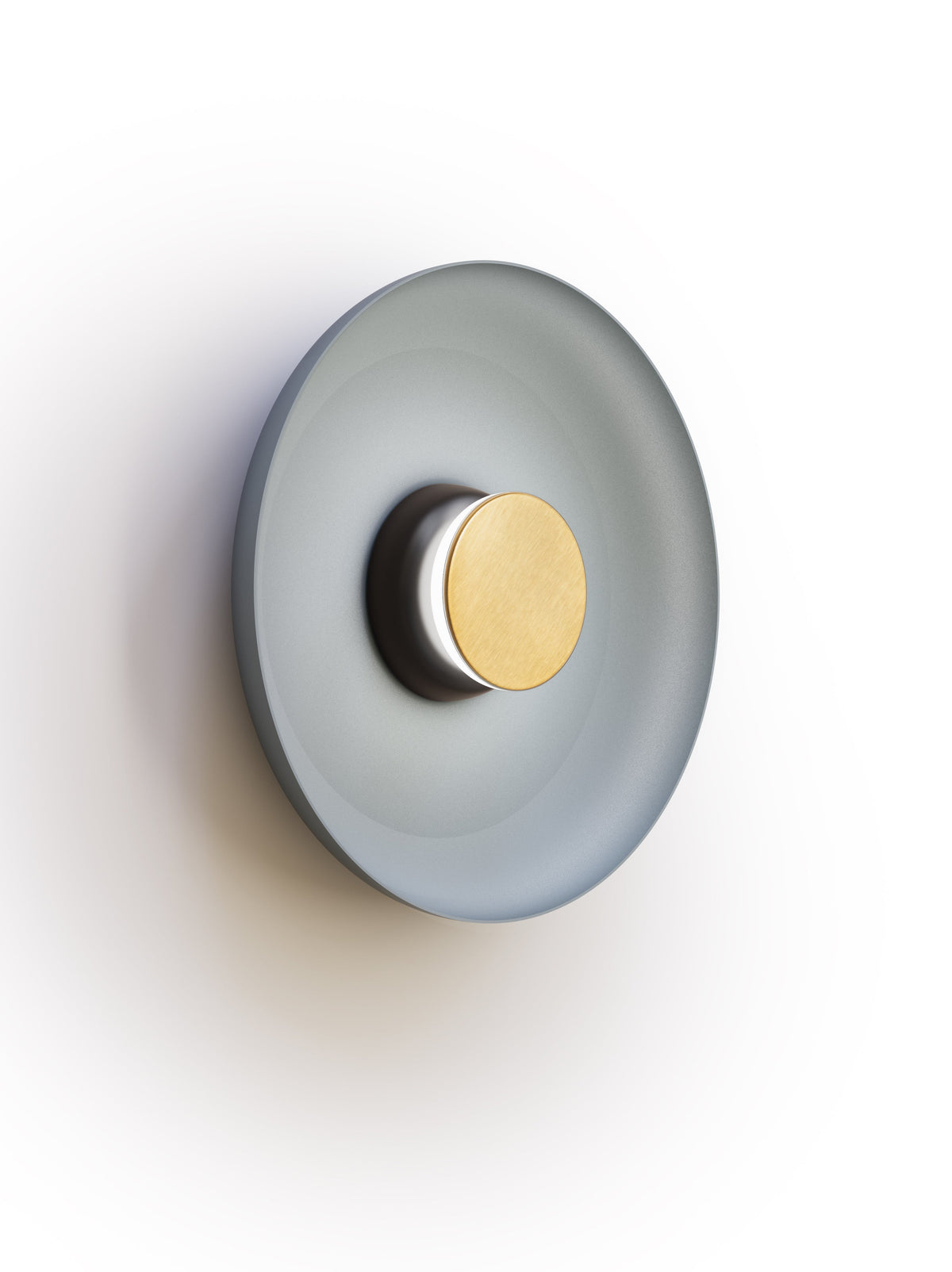Pablo Designs Totem Sconce Metal – 15" Slate Blue shade, Black/Brass canopy/faceplate