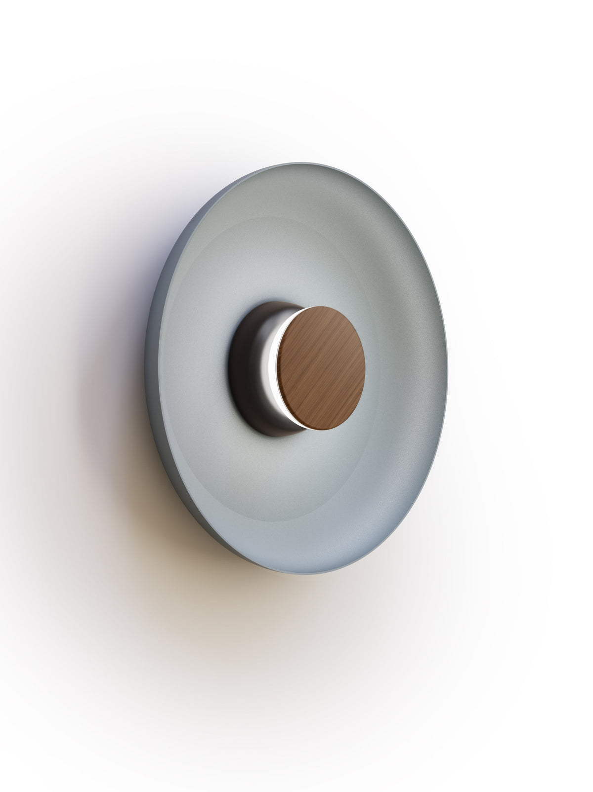 Pablo Designs Totem Sconce Metal – 15" Slate Blue shade, Black/Walnut canopy/faceplate