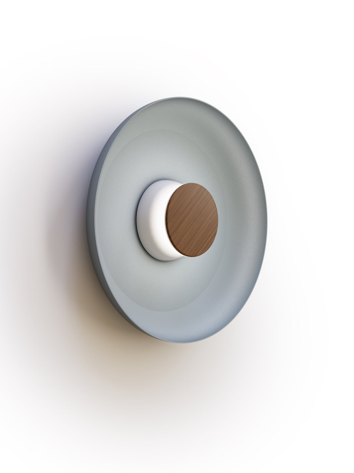 Pablo Designs Totem Sconce Metal – 15" Slate Blue shade, White/Walnut canopy/faceplate